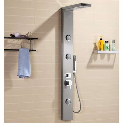 Bathroom Panel System with Showerhead Spray Jets and Hand Shower Stainless Steel Massage Shower Panel