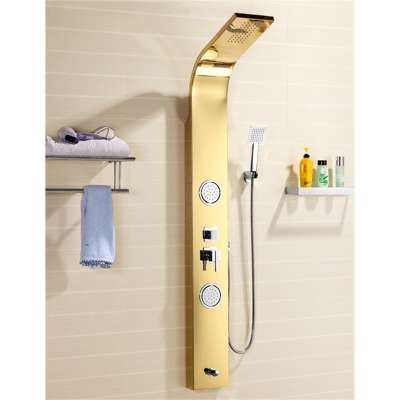 Stainless Steel Rainfall Shower Panel with Hand Shower Tower System Massage Bathroom Bath Rain Shower Column Set